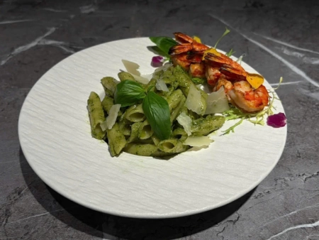 Penne Pesto Shrimp